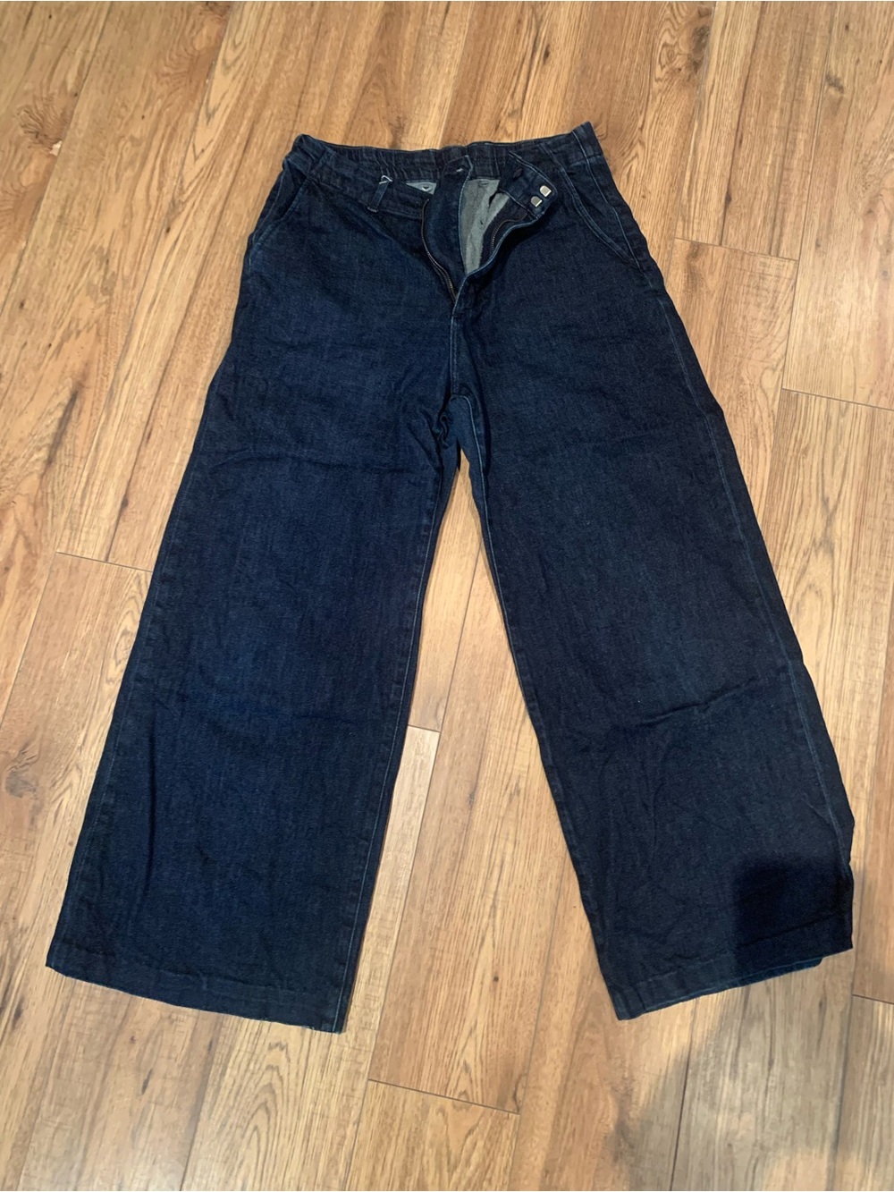 Womens Uniqlo Wide Leg Dark Blue Jeans